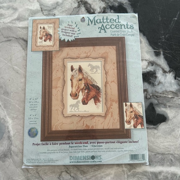 Dimensions Matted Accents Equestrian Duo Counted Cross Stitch NWT #6889 - Picture 1 of 5